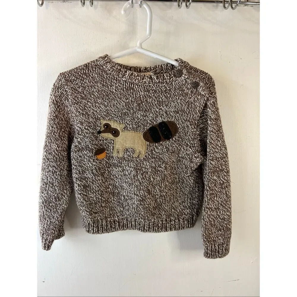 Gymboree boys sweater‎ size 18-24m brown raccoon rn#70530